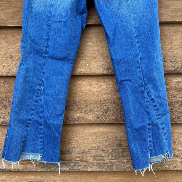 Madewell Cali Denim Boot Womens Cropped Jeans Size 28 With Raw Hem Blue Stretch - Picture 10 of 14